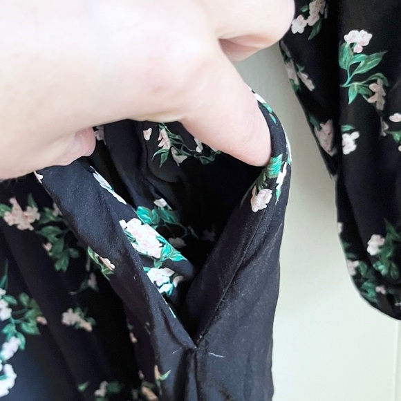 Old Navy Black Floral Square Neck Flowy Sleeve Button Front Maxi Dress X… - Picture 8 of 11